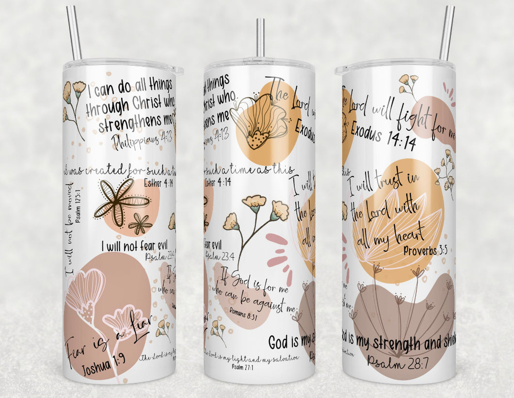 20 oz Bible verse affirmations skinny tumbler