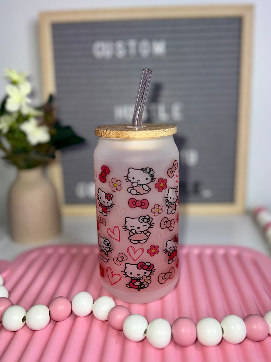 Kitty sublimation glass can