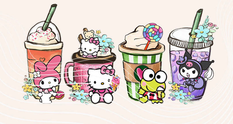 Spring Kitty Lattes glass can wrap