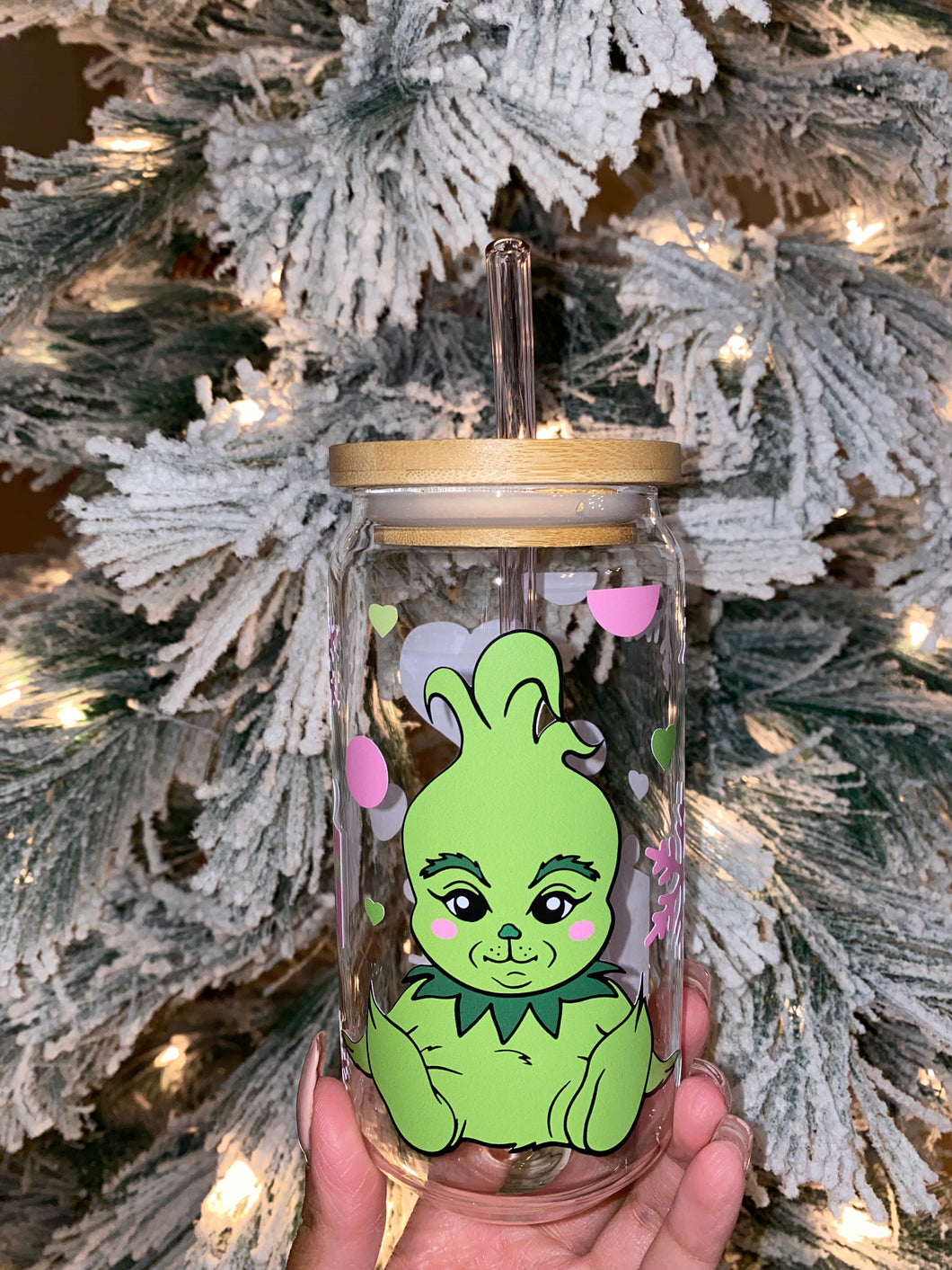 Baby Grinch glass can